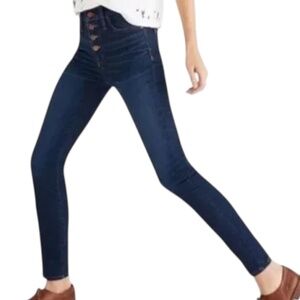 Madewell 9” Mid-Rise Skinny Jeans Hayes Wash Button-Front Size 24 NEW